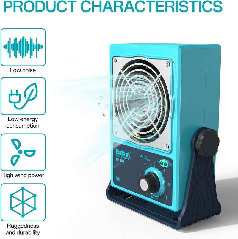 BAKON BK001 Ion Blower, Eliminate Static Electricity, Positive and Negative Charge Generator, Neutralization of Ions, Electronic Production and Maintenance of Anti-Static - Image 3